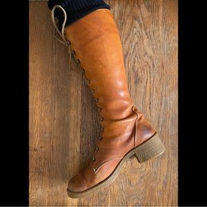 70s lace up leather heeled hippie go go boots zodiac Frye style
